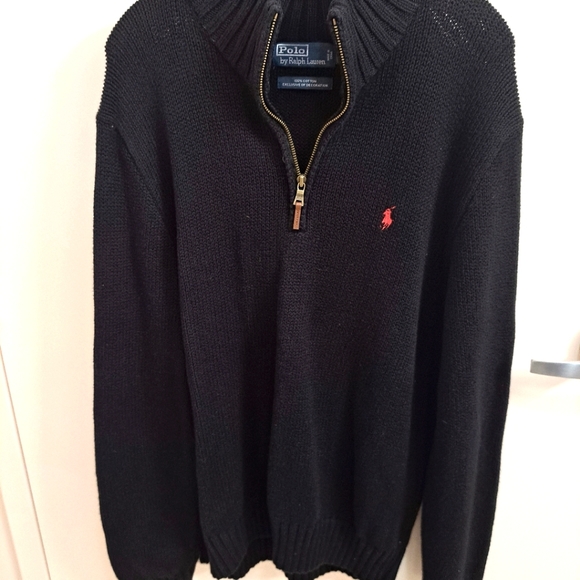 Mens Black Polo by Ralph Lauren Pullover 1/2 Zip Knit Sweater  Size XL - Picture 8 of 11